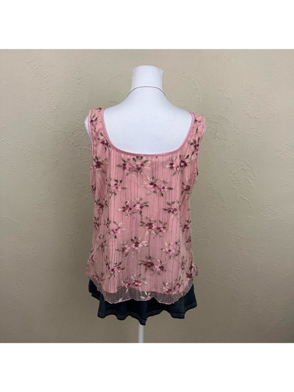 90s y2k pink floral plus size dainty coquette tank top - Picture 5 of 8